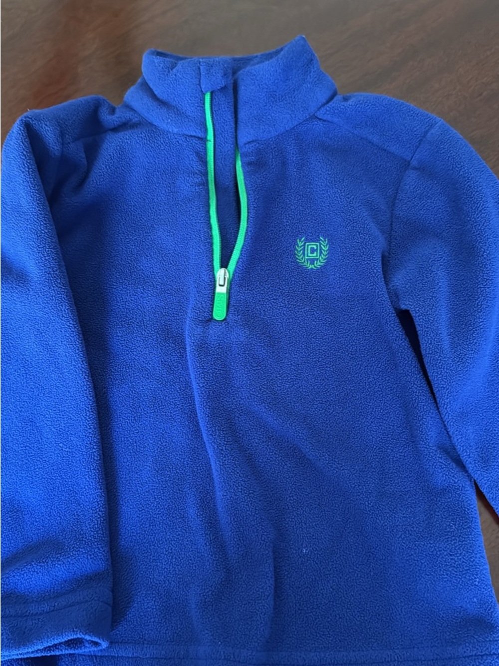 Chaps Royal Blue Fleece Pullover with Green Trim